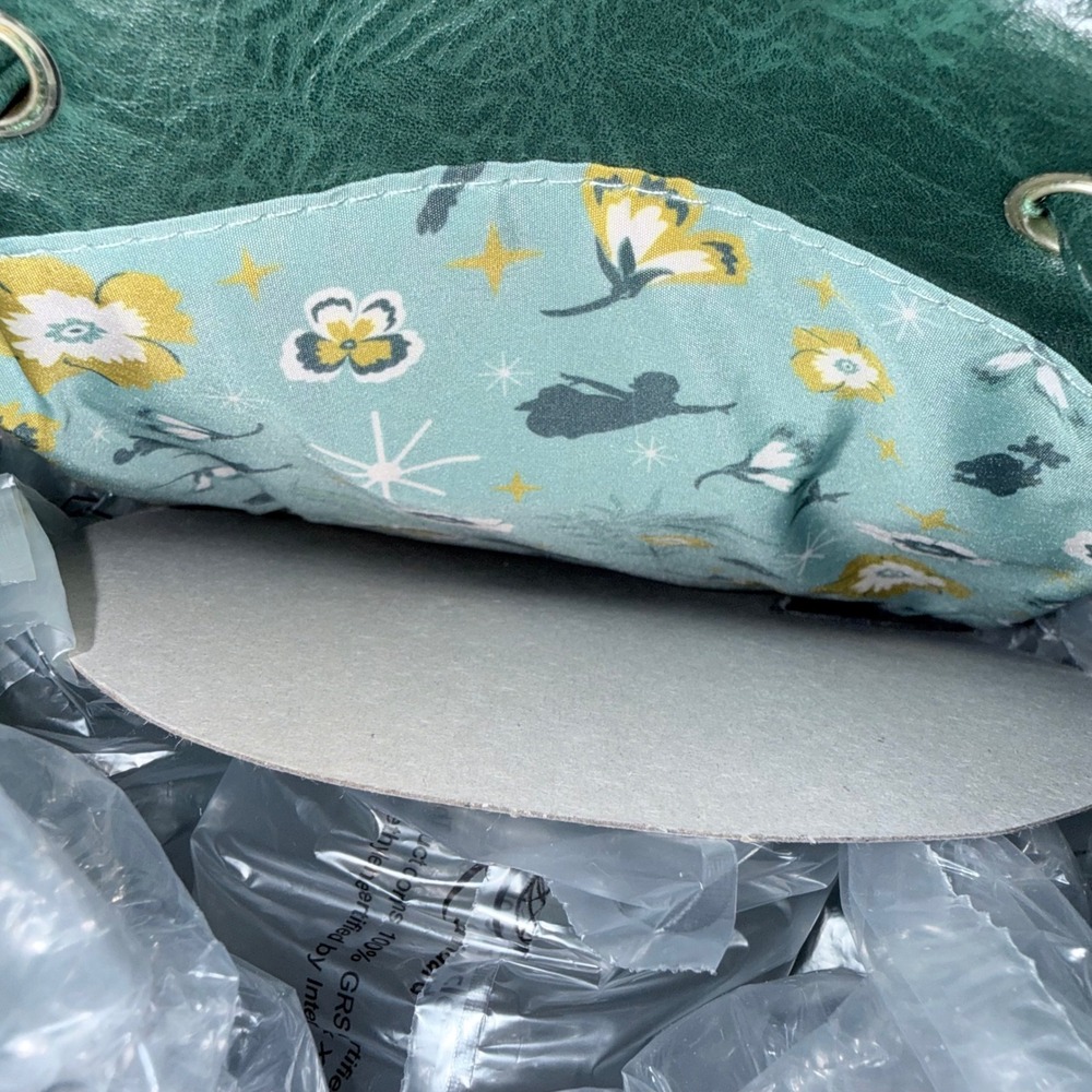 Disney Loungefly Peter Pan Tinker Bell Forest Green Velvet Floral Mini Backpack - Picture 5 of 5